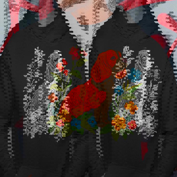 花柄 キャバリア王 チャールズ スパニエル キュート ママ 母の日 パーカー 面白い贈り物