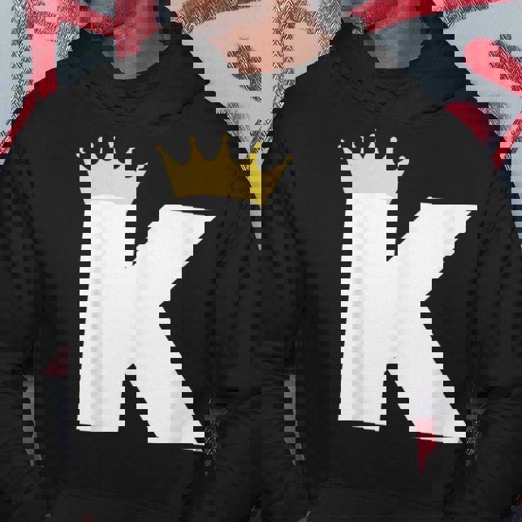 英文字 K 大文字 アルファベット モノグラム イニシャル キング クイーン クラウン パーカー 面白い贈り物