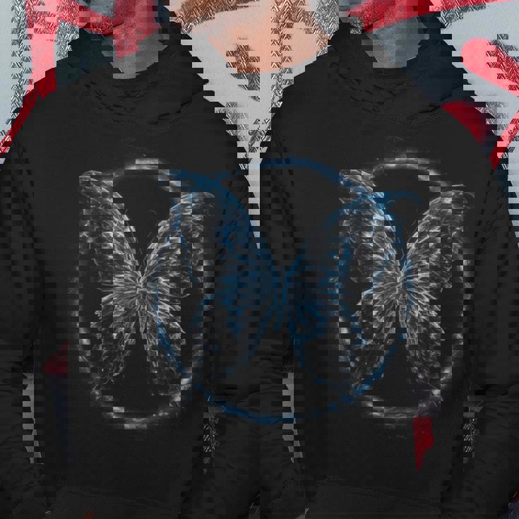 蝶 夜光 夜光 青 デザイン ユニセックス 自然 パーカー 面白い贈り物