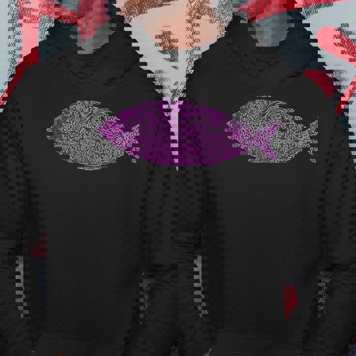 複雑なピンクの魚のイラスト 葉の付いた芸術的なデザイン パーカー 面白い贈り物