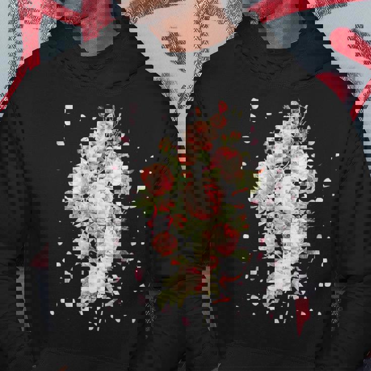 言葉、愛、幸福、平和のピンクのバラの花束 パーカー 面白い贈り物