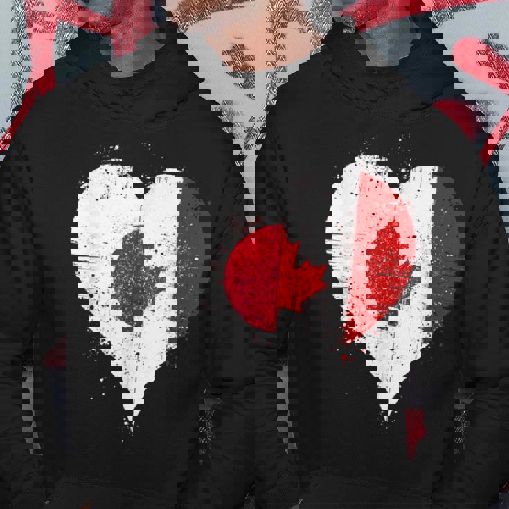 誇り高き日系カナダ人を想うビンテージスタイルのクールなカナダ国旗と日本国旗 パーカー 面白い贈り物