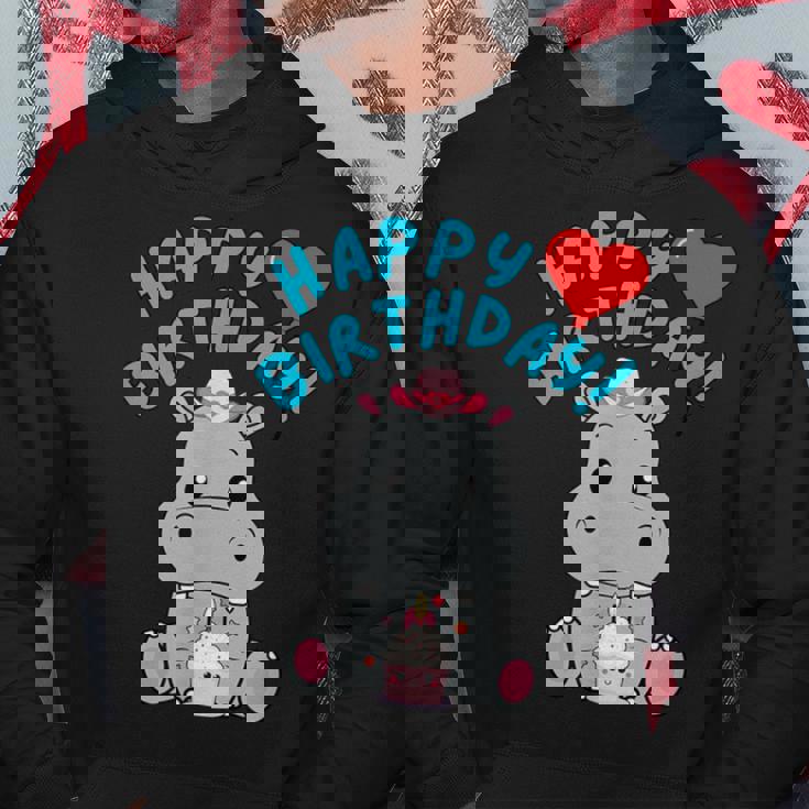 誕生日おめでとうギフト かわいいカバが彼女の誕生日を祝います パーカー 面白い贈り物