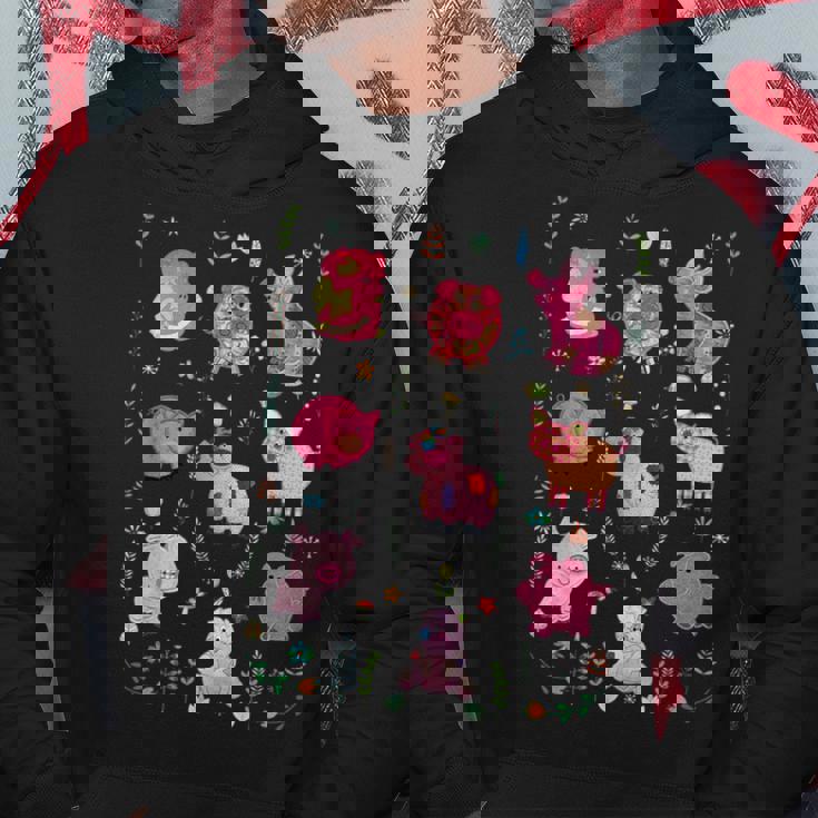 豚のかわいい刺しゅう 豚の恋人 パーカー 面白い贈り物