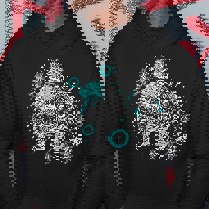 象のギフト タイアート 幸運のタイ ビンテージグラフィック パーカー 面白い贈り物