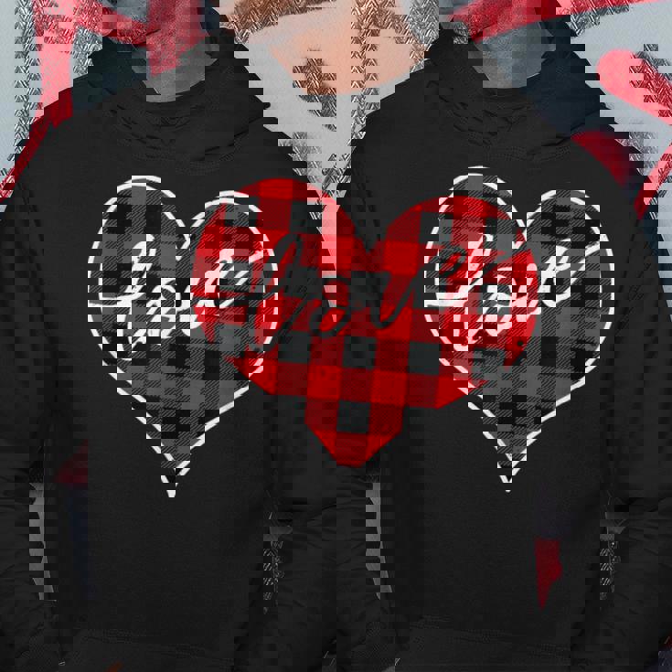 赤黒チェックハート「Love」 パーカー 面白い贈り物