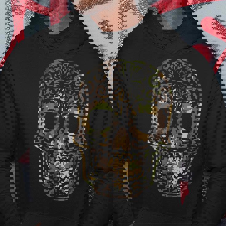 迷彩柄 シュガースカル カラベラ Dia De Muertos メキシカンハロウィン パーカー 面白い贈り物