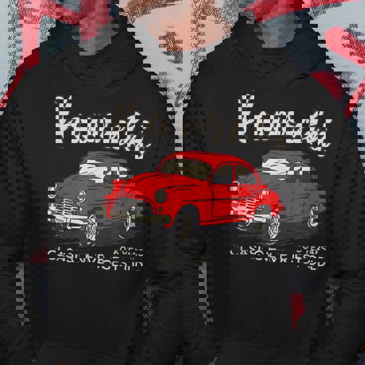 還暦祝い 車好き 父 男性 レトロ クラシックカー60歳 Classic Never Gets Old パーカー 面白い贈り物