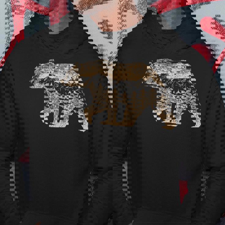 野生動物 レトロ 野生動物 クマ アウトドア 自然 森林 木 パーカー 面白い贈り物