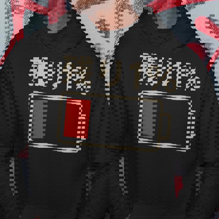 電池【残り1】バッテリー 電池切れ おもしろ 面白い ギャグ ネタ ウケ狙い 笑える ユーモア お笑い 個性的な パーカー 面白い贈り物