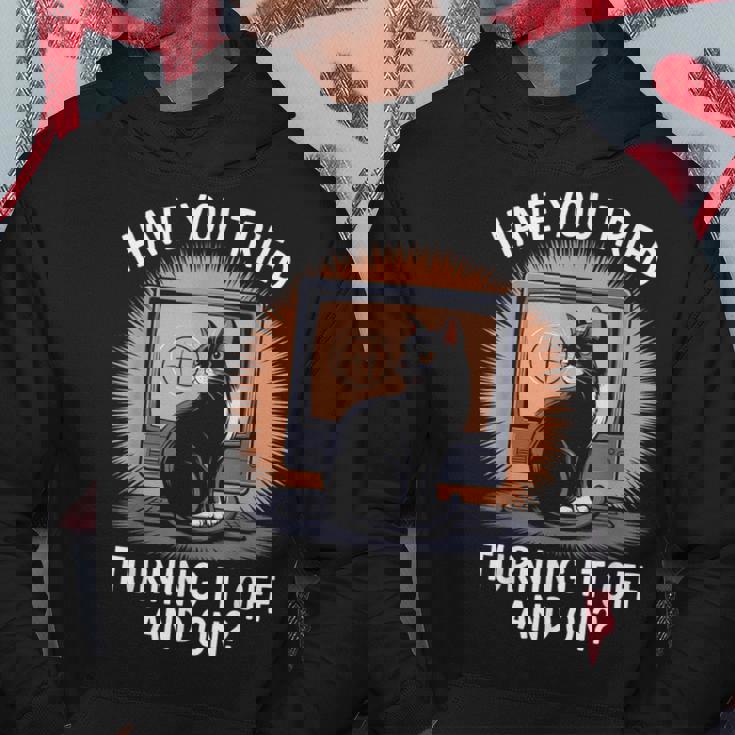 電源を切ってオンにしてみましたか猫が大好きなitコンピューター パーカー 面白い贈り物