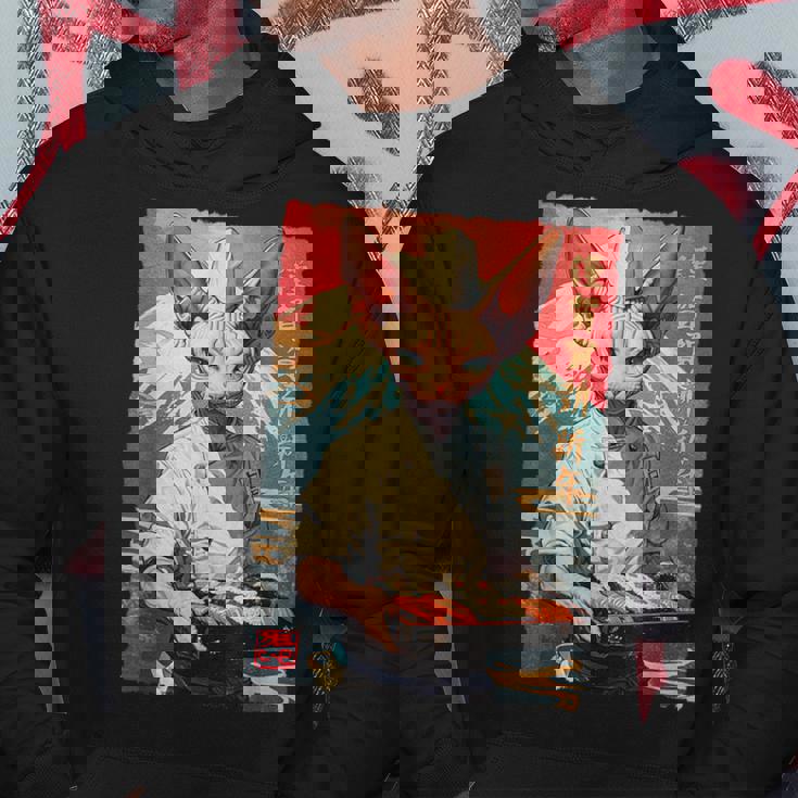 面白い かわいい 和食 アニメ アート スフィンクス 猫 寿司 シェフ パーカー 面白い贈り物