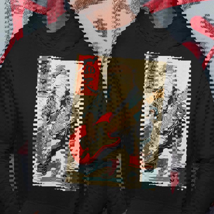 面白い 漫画 アニメ 日本美術 カワウソ ギターを弾く ロック パーカー 面白い贈り物