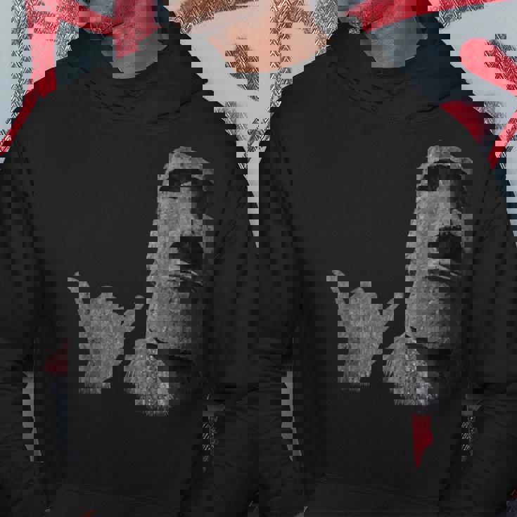 面白いイースター島のラパヌイのモアイ像 サーファーのシャカのサイン パーカー 面白い贈り物