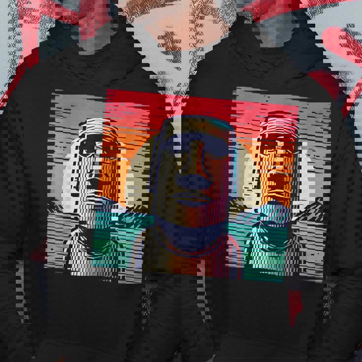 面白いイースター島像 レトロなモアイヘッドラパヌイv3 パーカー 面白い贈り物