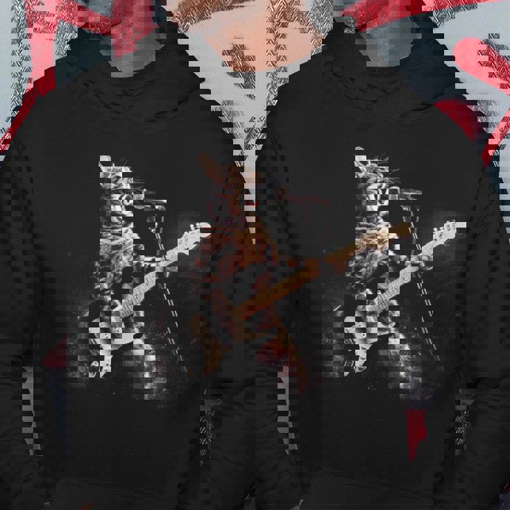 面白いギター猫 エレキギターで遊ぶ ロックスターキャット パーカー 面白い贈り物