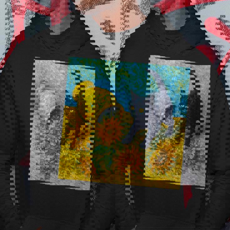 面白いゴッホのひまわり、猫のミーム、黒猫のアート。 パーカー 面白い贈り物