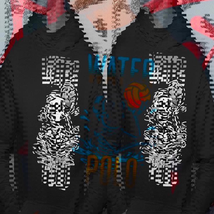 面白いスケルトン水球スポーツファン漫画スタイル パーカー 面白い贈り物