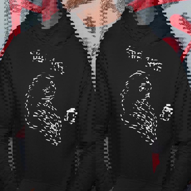 面白いセルフケア カエル お茶を飲む ヨガ ポジティブ カエル 恋人 パーカー 面白い贈り物