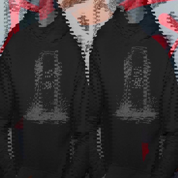 面白いハロウィーンのスケルトングレイブ I'm Okay Dark ユーモア愛好家 パーカー 面白い贈り物