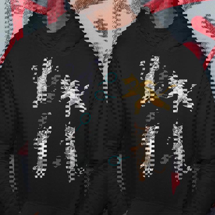 面白いバドミントン猫 パーカー 面白い贈り物