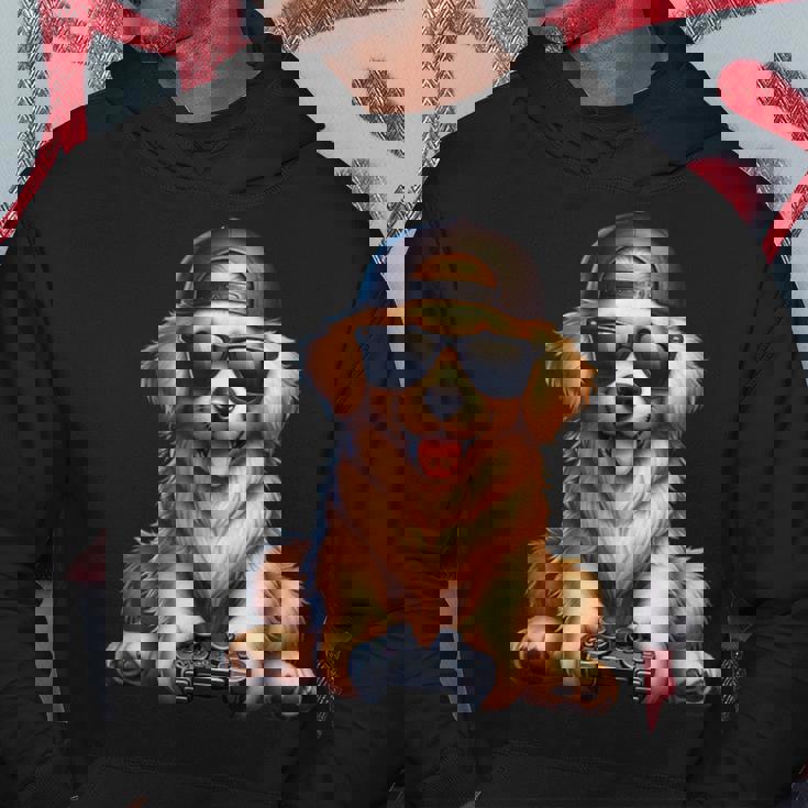 面白いビデオゲーム グラフィック イエロー ラブラドール犬 遊ぶゲーム パーカー 面白い贈り物