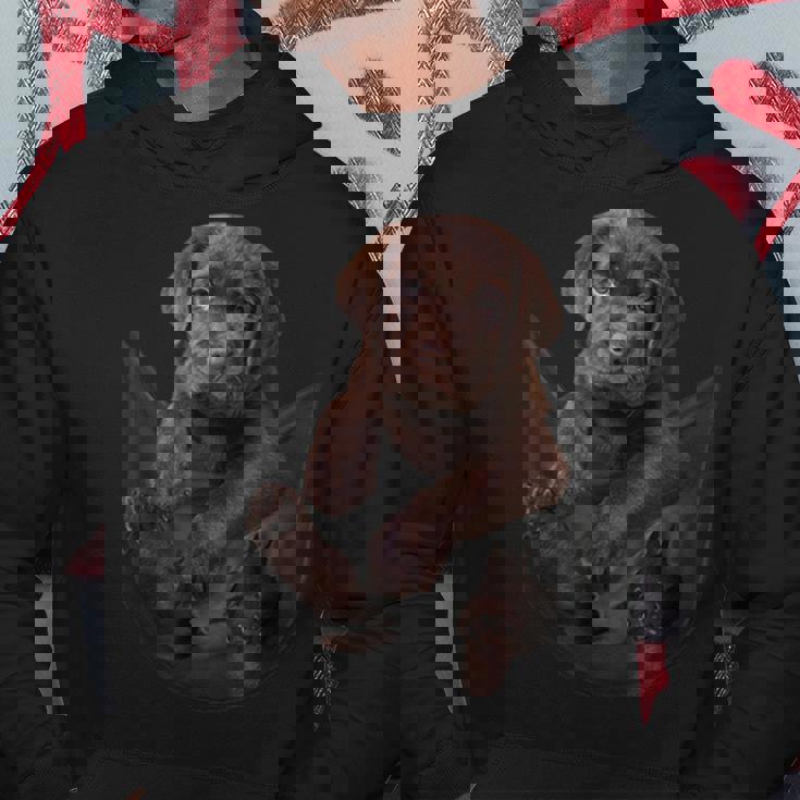 面白いラブラドールレトリバーをポケットに入れてチョコレートラボ用 パーカー 面白い贈り物