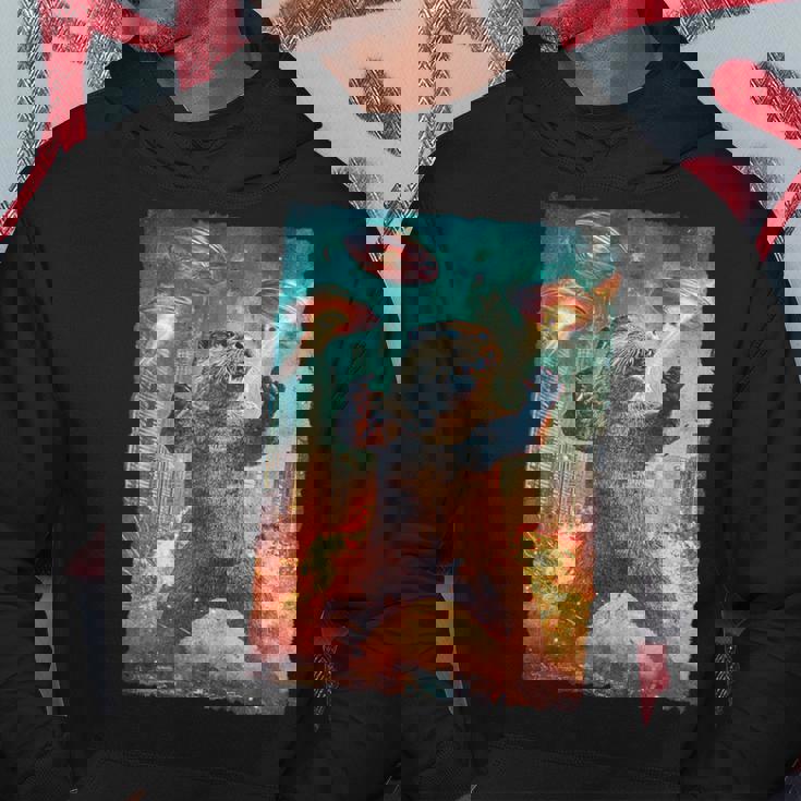 面白いレトロな日本の怪獣モンスターカワウソの自撮り写真東京ufo パーカー 面白い贈り物