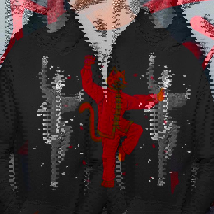 面白い太極拳 猫 武道 ヨガ 瞑想 パーカー 面白い贈り物