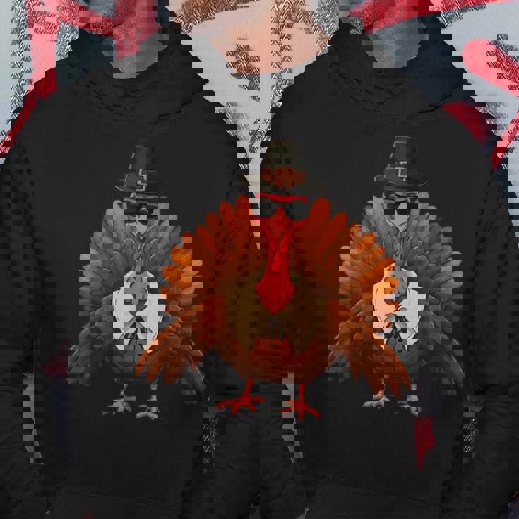 面白い感謝祭の七面鳥とサングラス皮肉なディナー パーカー 面白い贈り物