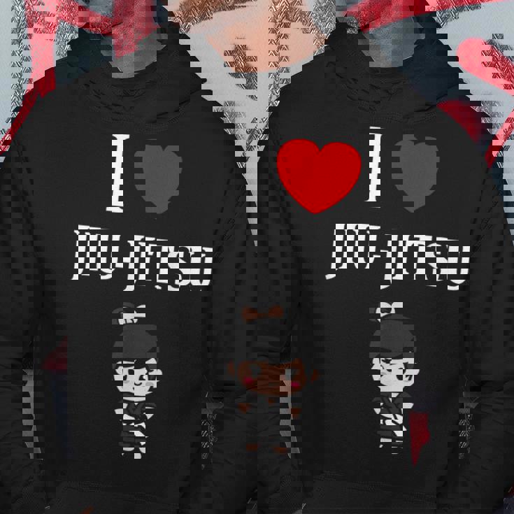 面白い柔術スポーツミニマリストかわいいシンプル柔術 I Love Jiu Jitsu パーカー 面白い贈り物