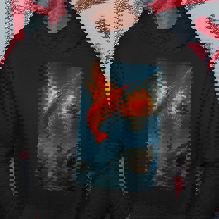 面白い燃えるようなエビスラムダンキングサメのミーム。 パーカー 面白い贈り物