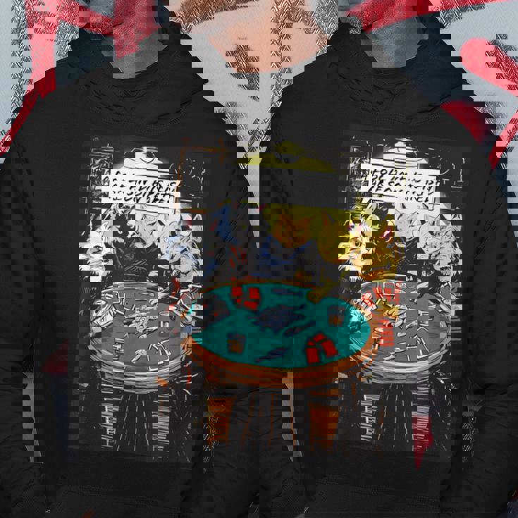 面白い猫のグラフィックプレイの猫ポーカープレイヤーは深刻なポーカーをプレイします パーカー 面白い贈り物