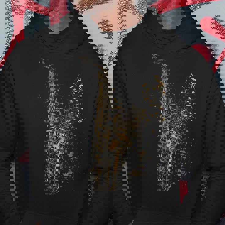 音符サックスプレーヤーとサックスヴィンテージスタイル パーカー 面白い贈り物