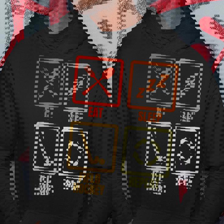 食べる寝るフィールドホッケーの繰り返し パーカー 面白い贈り物