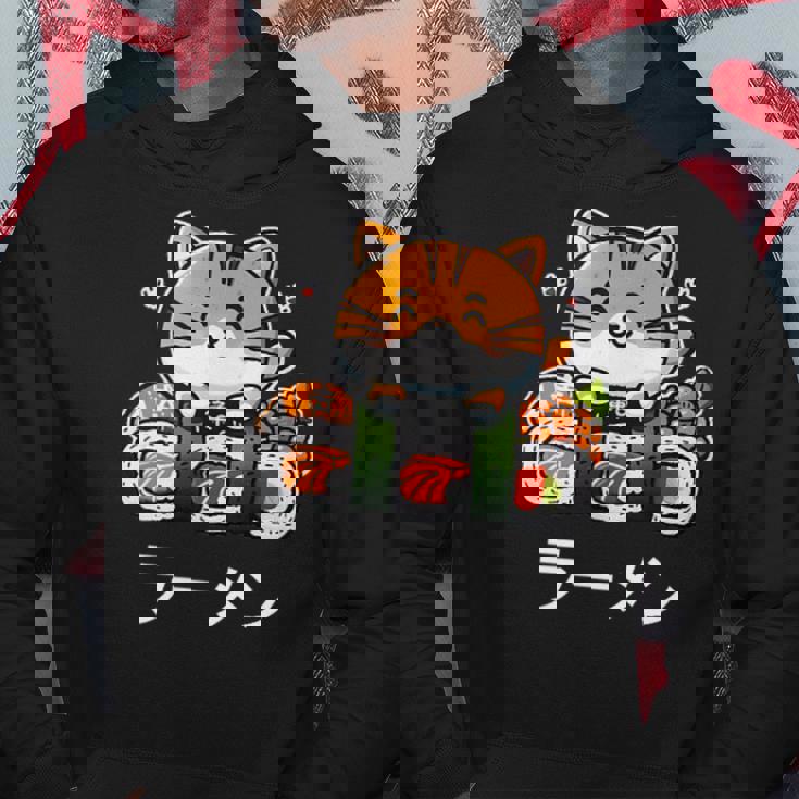 食べ物好きのためのかわいい日本のかわいい猫寿司 パーカー 面白い贈り物