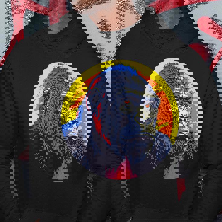 鮮やかなゴリラのイラスト、大胆な色。 パーカー 面白い贈り物