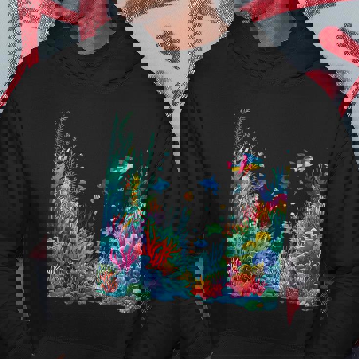 鮮やかなサンゴ礁海洋生物のシーン パーカー 面白い贈り物