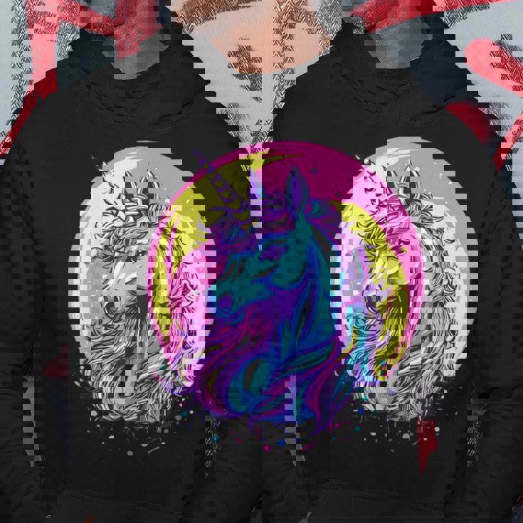 鮮やかなユニコーン マジック ファンタジー ムーンライト パーカー 面白い贈り物