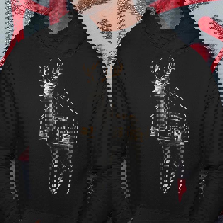 鹿 アート 図工 家 動物 イラスト グラフィック 鹿 パーカー 面白い贈り物