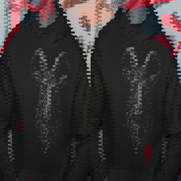 黒ヤギ フィリップ角獣の頭 ゴシックプリント パーカー 面白い贈り物