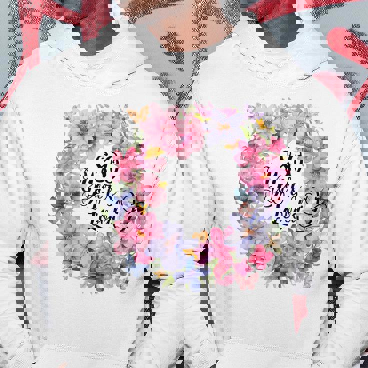 80 Years Loved 80歳の誕生日 フローラルリース 80歳 パーカー 面白い贈り物