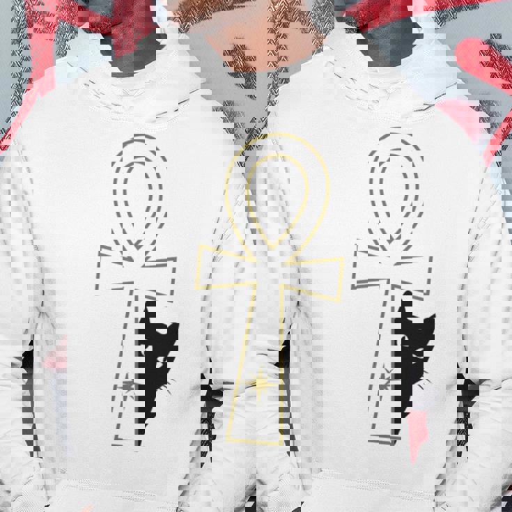 Ankh & Cat デザイン – スピリチュアル瞑想アート パーカー 面白い贈り物