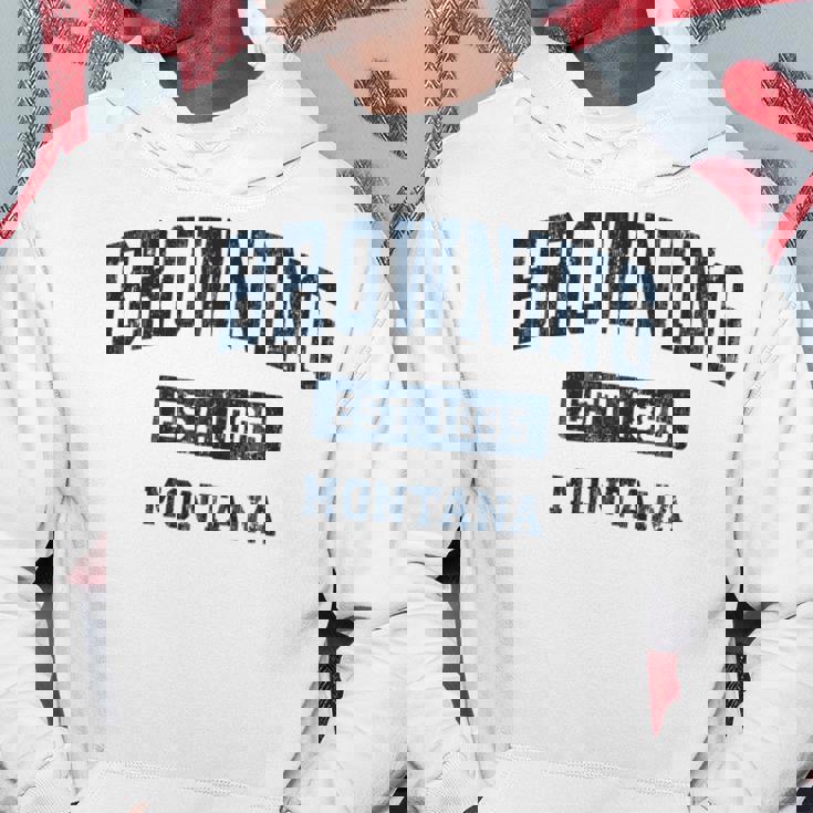 Browning Montana Mt ビンテージ スポーツ 確立 ネイビーデザイン 長袖tシャツ パーカー 面白い贈り物