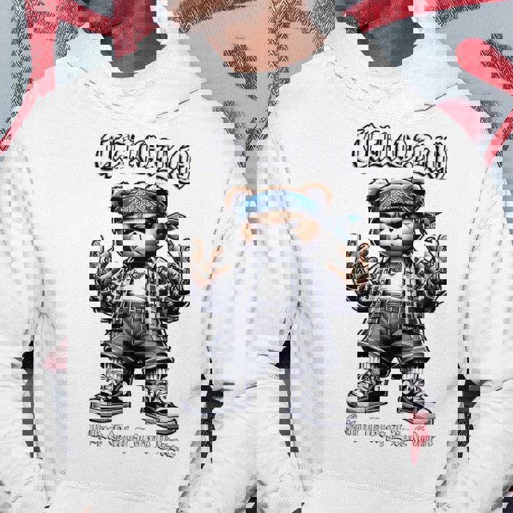 CHOLO Chu Only Live Once ヒップホップ テディベア チカーノ アート パーカー 面白い贈り物