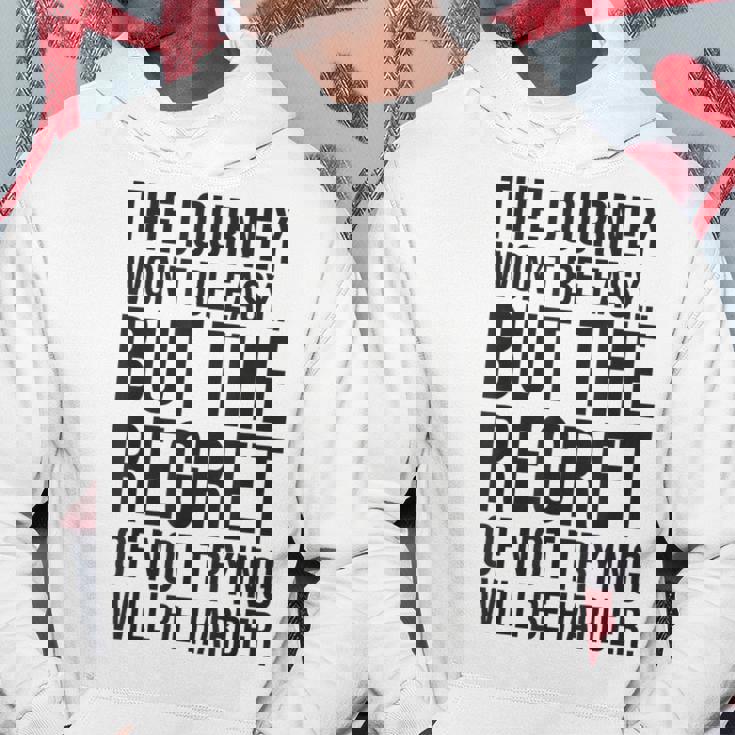 Easy Journeys Regret ジム、ハッスル、成功、モチベーションアップ パーカー 面白い贈り物