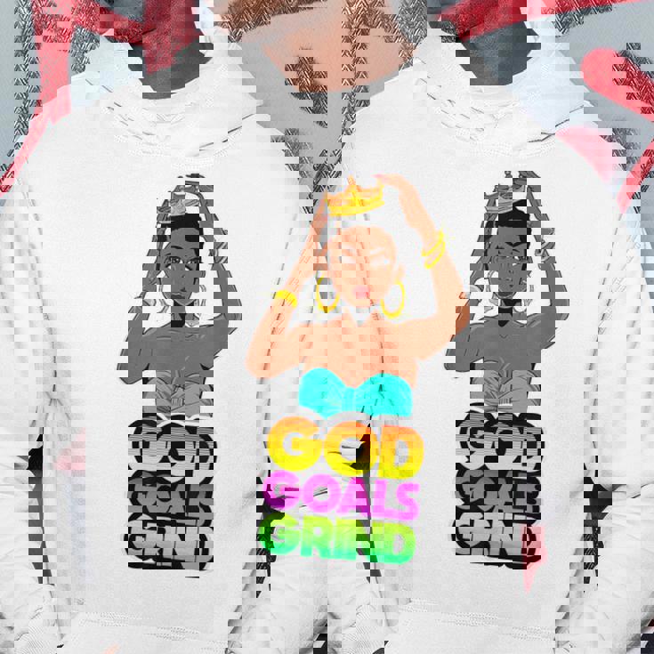 God Goals グラインドメラニン クリスチャン 楽しい ブラック クイーン ガールズ パーカー 面白い贈り物