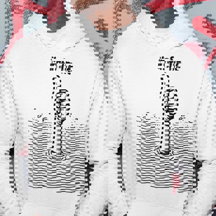 I'm Fine Thumbs Drowning Up メンズ レディース 皮肉なユーモア ジョーク パーカー 面白い贈り物