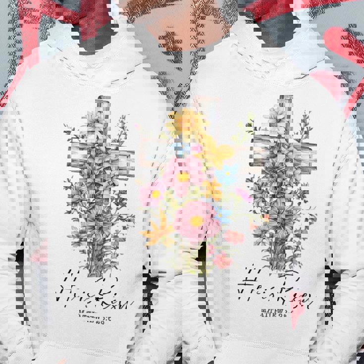 He Is Risen 花柄 十字架 春の花 イースター クリスチャ パーカー 面白い贈り物