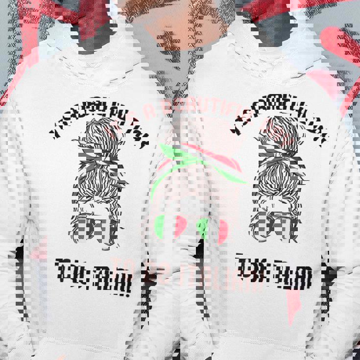 It's A Beautiful Day To Be Italian イタリア国旗 ミーム 背面に パーカー 面白い贈り物